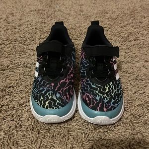 Toddler Addidas running shoes, size: 10c Color: Black, multi color